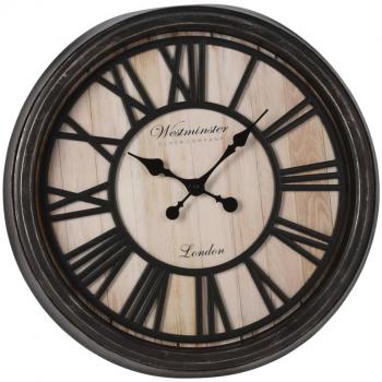 Reloj de pared números romanos London negro y natural H&S Collection Multicolor