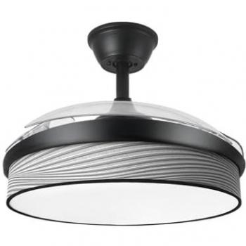 Ventilador de Techo DC Moda 72W Negro/Surco Gris 91D con 3 Aspas, 7200lm, Luz LED en 3000-4000-6000K, Mando a Distancia,