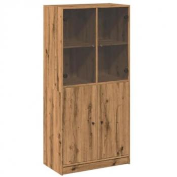 Aparador alto con puertas madera roble artisian 68x37x142 cm Marrón