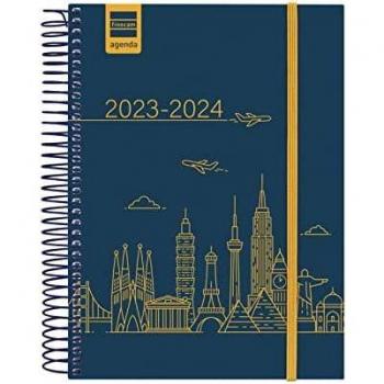 Agenda Escolar Finocam City 2023-2024 Cuarto DP Multicolor con Espiral 15,5 x 21,2 cm