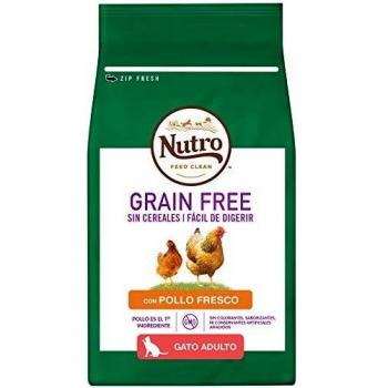 Nutro Grain Free Alimento Seco con Pollo Fresco para Gatos Adultos, Pienso Sin Cereales ni OMG, 1,4 kg