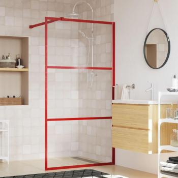 Mampara de ducha Walk-In de vidrio transparente ESG rojo 115x195 cm