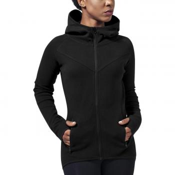 Urban Classics Women's Athletic Interlock Zip Hoodie - Black, XS/S
