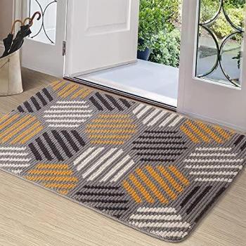 Color G Felpudo de Entrada, Interior Alfombra Antideslizante, Tapete para Puerta Lavable a Máquina, Absorbente para Pasillo, Cocina, Jardín, 80 x 100 cm, Gris