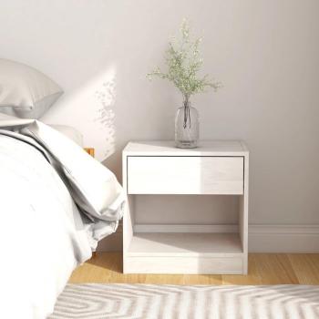 Mesita de noche Blanco 40x31x40 cm Madera maciza de pino