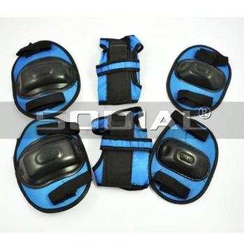 SODIAL(R) Juego de Protector Ajustable de Palma Codo Rodilla 3 en 1 para Hombres Mujeres - Negro Azul