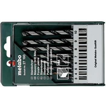 Metabo 627193000 627193000-Estuche 8 Brocas para Piedra MD 3/4 / 5/6 / 7/8 / 9/10 mm, 0 V, Negro