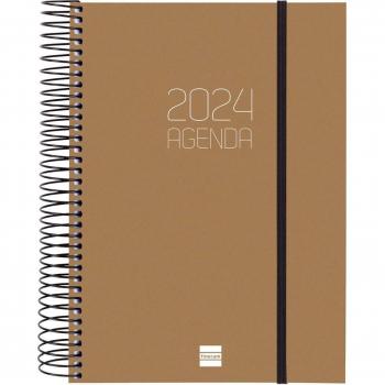 Finocam Agenda Anual 2024 Opaque E10 DP Marrón Espiral 17x21 cm Día Página