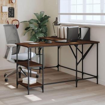 vidaXL Desk Brown Oak 139x139x75 cm Engineered Wood