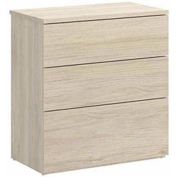 HOMEKIT Cajonera 3 cajones, mesita de Noche, Madera Natural, 52x58x34 cm
