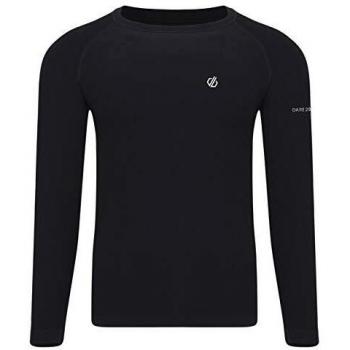 Dare2b In The Zone Ergonomic Body Map Fit Fast Wicking & Quick Drying Anti-Bacterial Performance Long Sleeve Base Layer Top with Seam Smart Seamless Technology, Hombre, Black, L