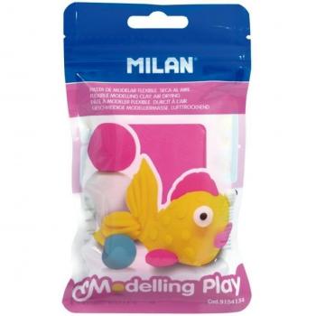 Pasta de Modelar Flexible Modelling Play 100g Seca al Aire, Color Rosa, Blíster, Referencia MILAN 8411574088295 Modelo 64217