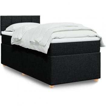 Cama box spring con colchón de tela negro 80x200 cm