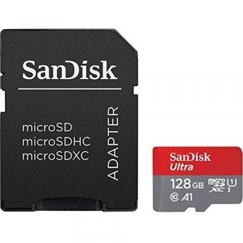 SanDisk Ultra 128 GB Tarjeta de Memoria microSDXC con Adaptador SD, hasta 120 MB/s, Rendimiento de apps A1, Clase 10, UHS-I