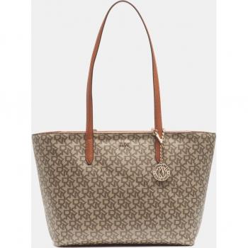 DKNY Bryant Medium Zip Tote Bag - Chino/Caramel with Magnetic Closure