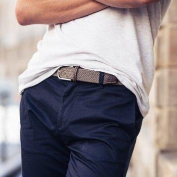Billybelt Beige Taupe Elastic Braided Belt