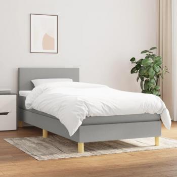 Cama box spring con colchón de muelles gris claro 90x190 cm Tela Vidaxl