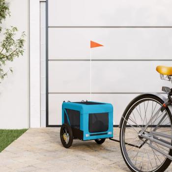 Remolque de bicicleta para mascotas de hierro y tela Oxford en color azul y negro