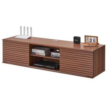 Adjustable Floating TV Stand with Sliding Doors and Storage Cabinet, 60 Wall Mount Entertainment Center in White and Walnut