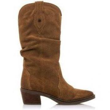 Mustang Teo Botas Cowboy de Piel para Mujer, Color Marrón, Tacón 5cm, con Cierre de Cremallera y Punta Afilada