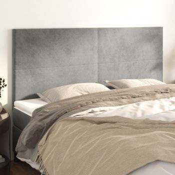 Cabecero de terciopelo gris claro 4 piezas 90x5x78/88 cm