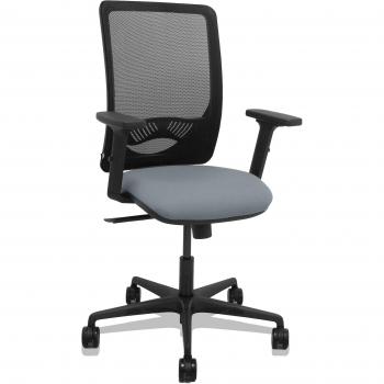Silla Zulema sincro malla negra asiento bali gris brazos 2D ruedas 65mm