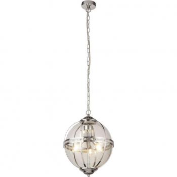 Lámpara colgante Coronet 3 luces cromo con detalles en vidrio