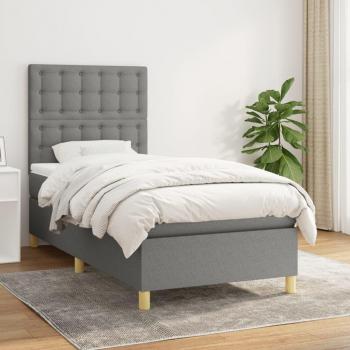 Cama box spring suave con colchón gris oscuro 80x200 cm Tela Vidaxl