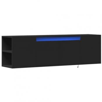 Mueble de TV de pared con luces LED negro 135x31x39,5 cm
