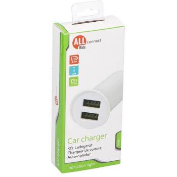 Cargador de automóvil All Ride 2,1 A con 2 puertos USB, compatible con voltajes de 12/24 V
