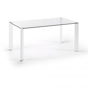 Kave Home Mesa Spot 160x90 cm, blanco y cristal
