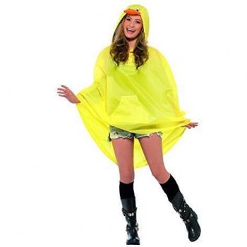 Smiffy's-27613 Party Poncho del Pato, con Bolsa con Asas, Color Amarillo, Tamaño único