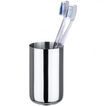Wenko Onna Vaso para Cepillos de Dientes, Acero Inoxidable, Plata Brillante, 6.5x6.5x11 cm