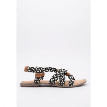 Sandalias Planas Gioseppo Matupa 37 para Mujer en Blanco y Negro con Trenzado Ajustable y Plantilla de Piel Cómoda