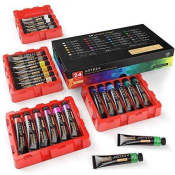 Arteza Gouache | Pintura gouache con 24 colores de calidad para artistas | Set de 24 tubos de 12ml | Ideal como set de iniciación para pintar con gouache