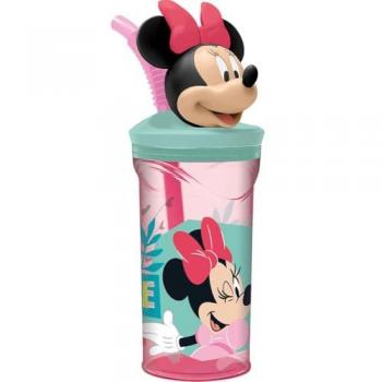 Vaso Rosa con Pajita 3D de Minnie Mouse para Niñas - 360 ml