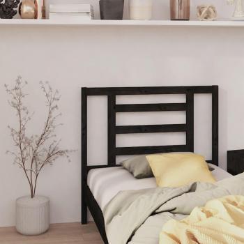 Cabecero para cama negra 96x4x100 cm madera maciza de pino