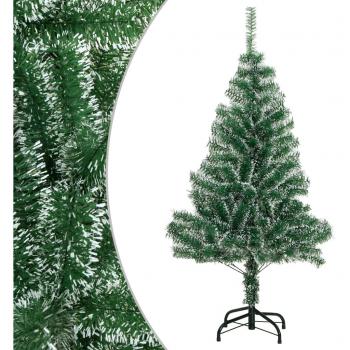 Árbol de Navidad artificial verde con nieve 120 cm, adorno navideño realista, incluye soporte y es adecuado para decoración en hogar y exterior