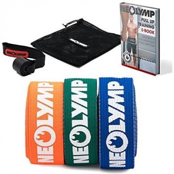 NEOLYMP Banda DE Fitness Premium para lOS Profesionales + GARANTÍA de 5 años + Ancla para Puerta, Banda ELÁSTICA, Banda Entrenamiento para Pilates/Crossfit Conjunto de 3