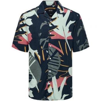Only & Sons - Camisa Onsbertil Reg Visc Linen Navy Blazer Hombre