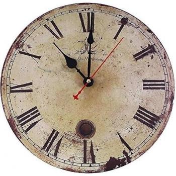 Soledi Reloj de Pared de Cuarzo Estilo Toscano Vintage Francesa Paris Reloj de Madera 30 cm