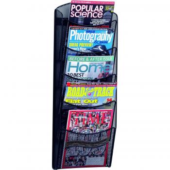 Soporte de pared MESH negro con 5 compartimentos A4