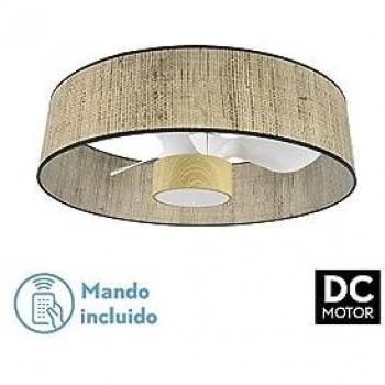 Ventilador DC 24W Natasha Cañizo/Blanco-Haya 70D 3 Aspas 6 Velocidades 2390lm Control Remoto, Memoria y Temporizador