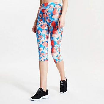 Dare2B Influential-Mallas Pirata Deportivas, Tejido Ligero De Secado Rápido, Costuras Planas, Gran Elasticidad Trousers, Mujer, Fiery Coral vitalise, 14