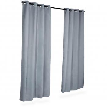 Relaxdays Cortinas Opacas con Ojales, Pack de 2, Modernas, Dormitorio Salón o Despacho, Poliéster, 245 x 135 cm, Gris