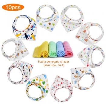 GHB 10pcs Baberos Bebe Baberos Bandanas Diseño de Animales para Bebés y Niños