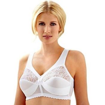 Glamorise MagicLift Full-Figure Support Bra with Lace, Cup E, White, Size 110