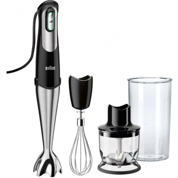 Braun MQ725 Omelette - Batidora de Mano Eléctrica, 750W, con Accesorio Minipicadora de 350ml y Varillas, Vaso Medidor de 0.6L, Color Negro y Plata