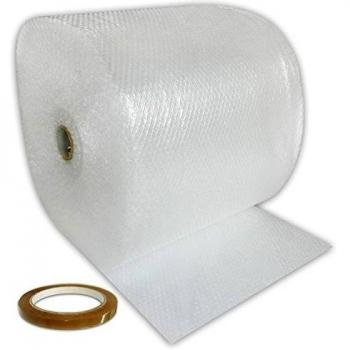 Rollo de plástico de burbujas de la marca Versando. 50 cm x 100 m, doble capa, 50 µm de grosor, incluye cinta adhesiva, 50 mm x 66 m, color 100 m lámina de acolchado 50 cm + 1 Rollo de cinta adhesiva versando
