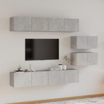 Set de Muebles de TV 6 Pzas Madera Contrachapada Gris Hormigón